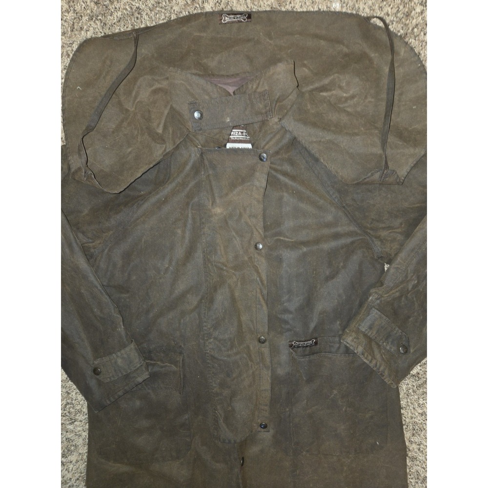 Driza-Bone Riding Coat Mens L Brown Waxed Cotton Long Duster Rain Overcoat